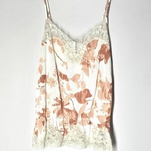 Vintage Banana Republic Boho Floral Lace Trim Cami Top Size M Feminine Romantic